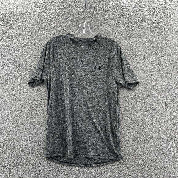 Under Armour Short Sleeve T-Shirt The Tech Tee Mens Small Charcoal Heathered - Picture 1 of 6